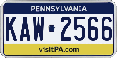 PA license plate KAW2566