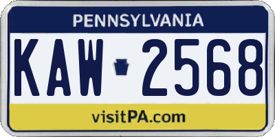 PA license plate KAW2568