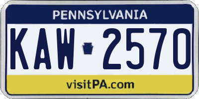 PA license plate KAW2570