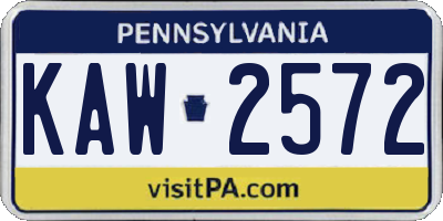 PA license plate KAW2572
