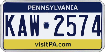 PA license plate KAW2574