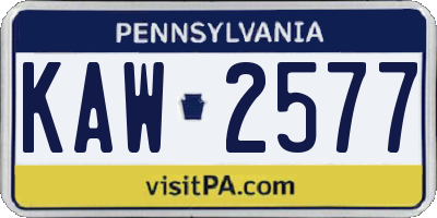 PA license plate KAW2577