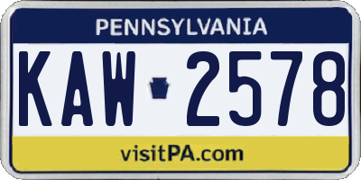 PA license plate KAW2578
