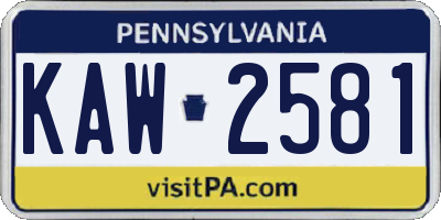 PA license plate KAW2581