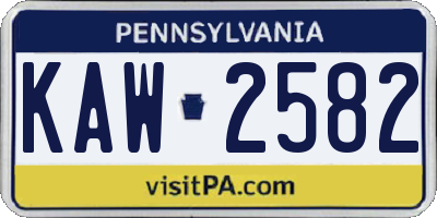 PA license plate KAW2582
