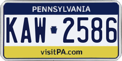 PA license plate KAW2586