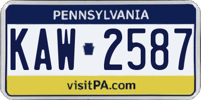 PA license plate KAW2587