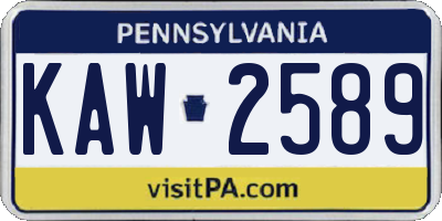 PA license plate KAW2589