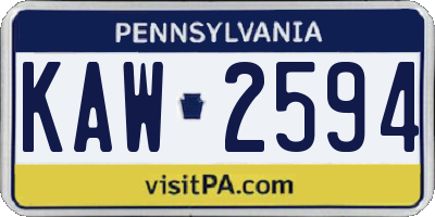 PA license plate KAW2594