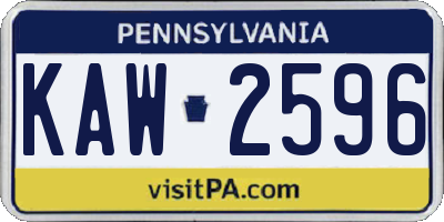 PA license plate KAW2596