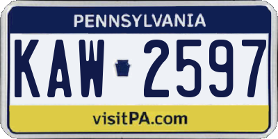 PA license plate KAW2597