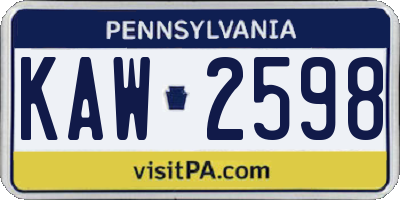 PA license plate KAW2598