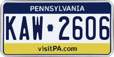 PA license plate KAW2606