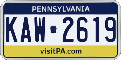 PA license plate KAW2619