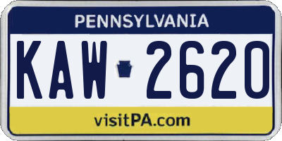 PA license plate KAW2620
