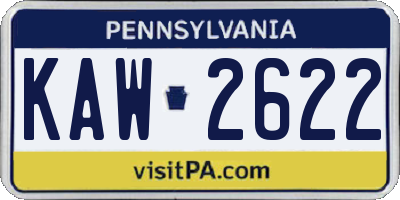 PA license plate KAW2622