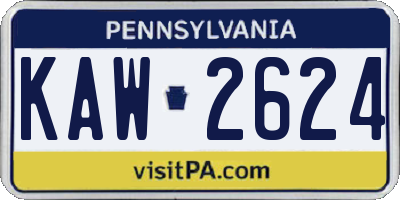 PA license plate KAW2624