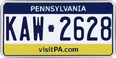 PA license plate KAW2628