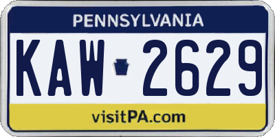 PA license plate KAW2629