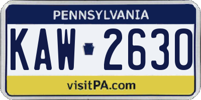 PA license plate KAW2630