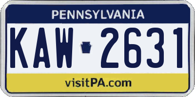 PA license plate KAW2631