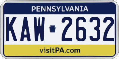PA license plate KAW2632