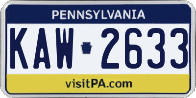 PA license plate KAW2633