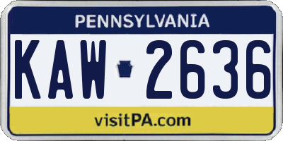 PA license plate KAW2636