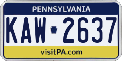 PA license plate KAW2637