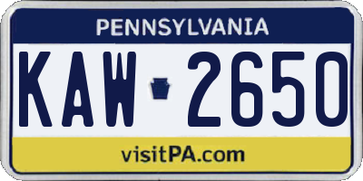 PA license plate KAW2650