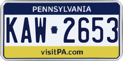 PA license plate KAW2653