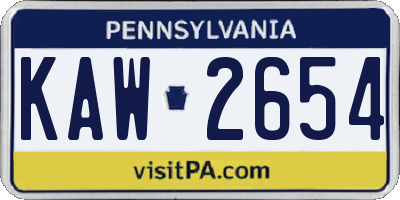 PA license plate KAW2654