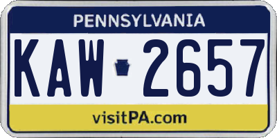 PA license plate KAW2657