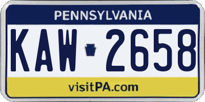 PA license plate KAW2658