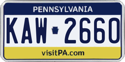 PA license plate KAW2660