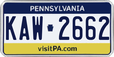 PA license plate KAW2662