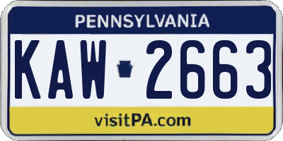 PA license plate KAW2663