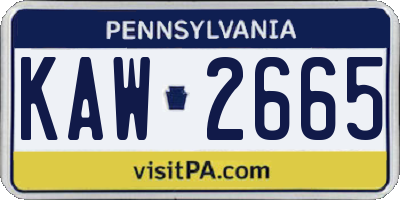 PA license plate KAW2665