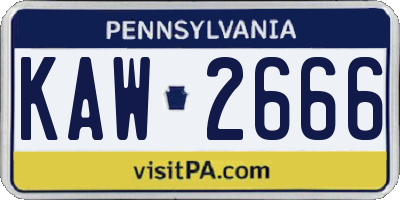 PA license plate KAW2666