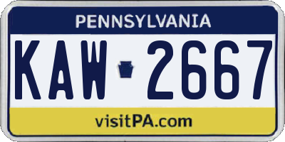 PA license plate KAW2667