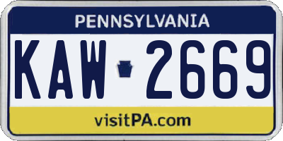 PA license plate KAW2669