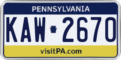 PA license plate KAW2670