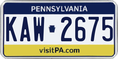 PA license plate KAW2675