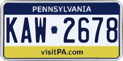 PA license plate KAW2678