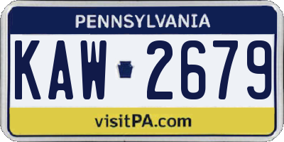 PA license plate KAW2679