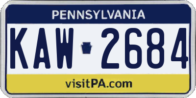 PA license plate KAW2684
