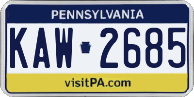 PA license plate KAW2685