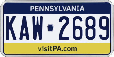 PA license plate KAW2689