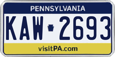 PA license plate KAW2693