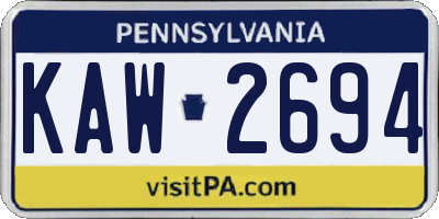 PA license plate KAW2694